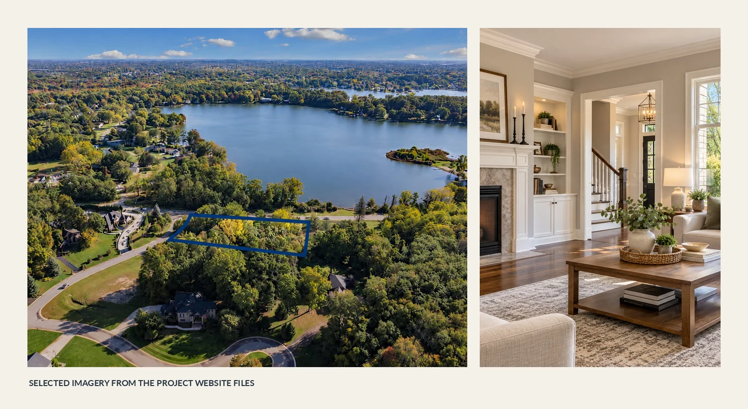 Photographs and creative images used in the Oakwick Real Estate website project