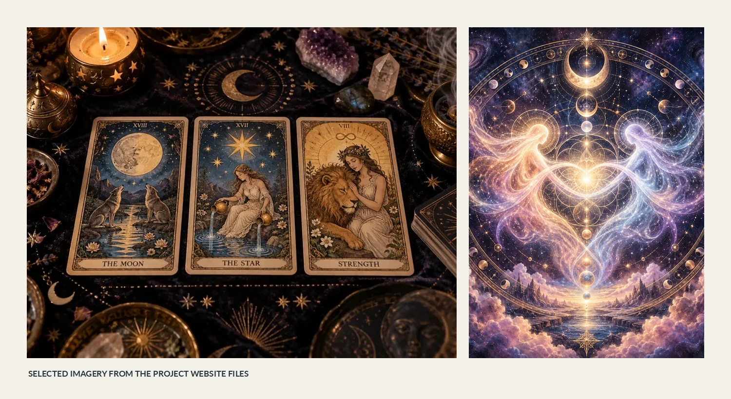 Photographs and creative images used in the Soul Compass by Bethany website project